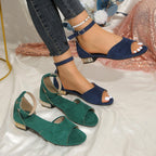 Damen elegante Sandalen mit offenem Zehenbereich und dekorativem Absatz R&B