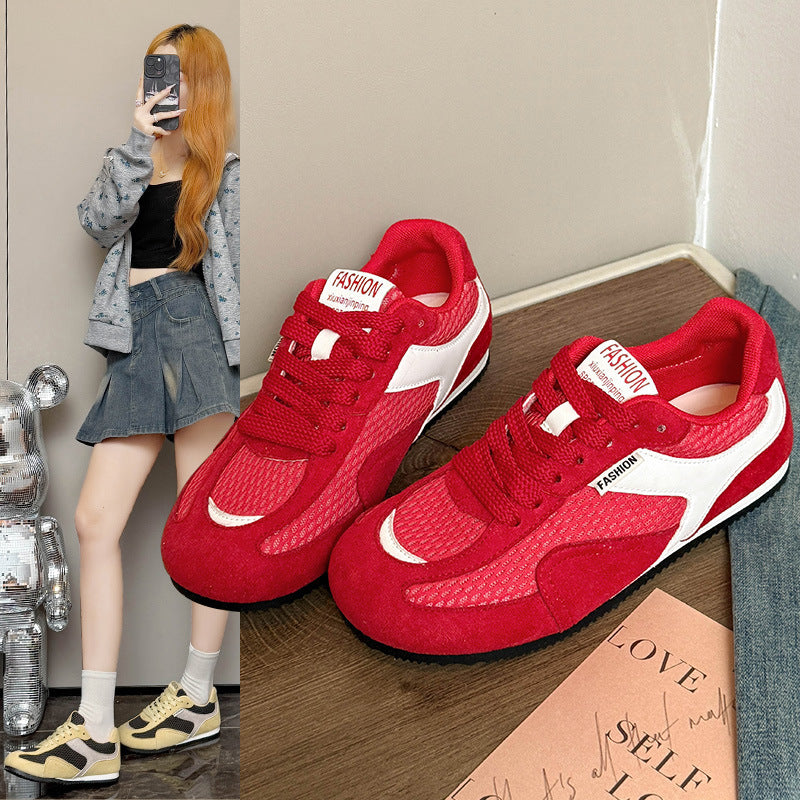 Damen Sportliche Sneaker mit atmungsaktivem Mesh und weichem Velours R&B