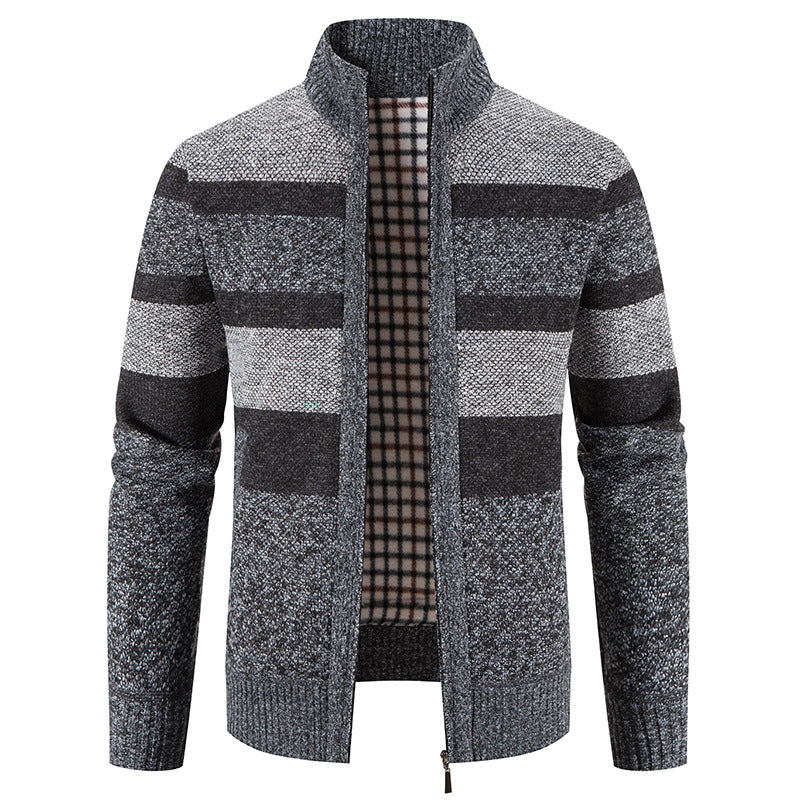 Herren modische Strickjacke mit einem modernen und vielseitigen Karomuster R&B