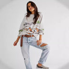 Damen Sweatshirt mit kreativer Pferdemotiv-Grafik und lässigem Schnitt R&B