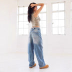 Damen Weite Vintage Denim-Jeans