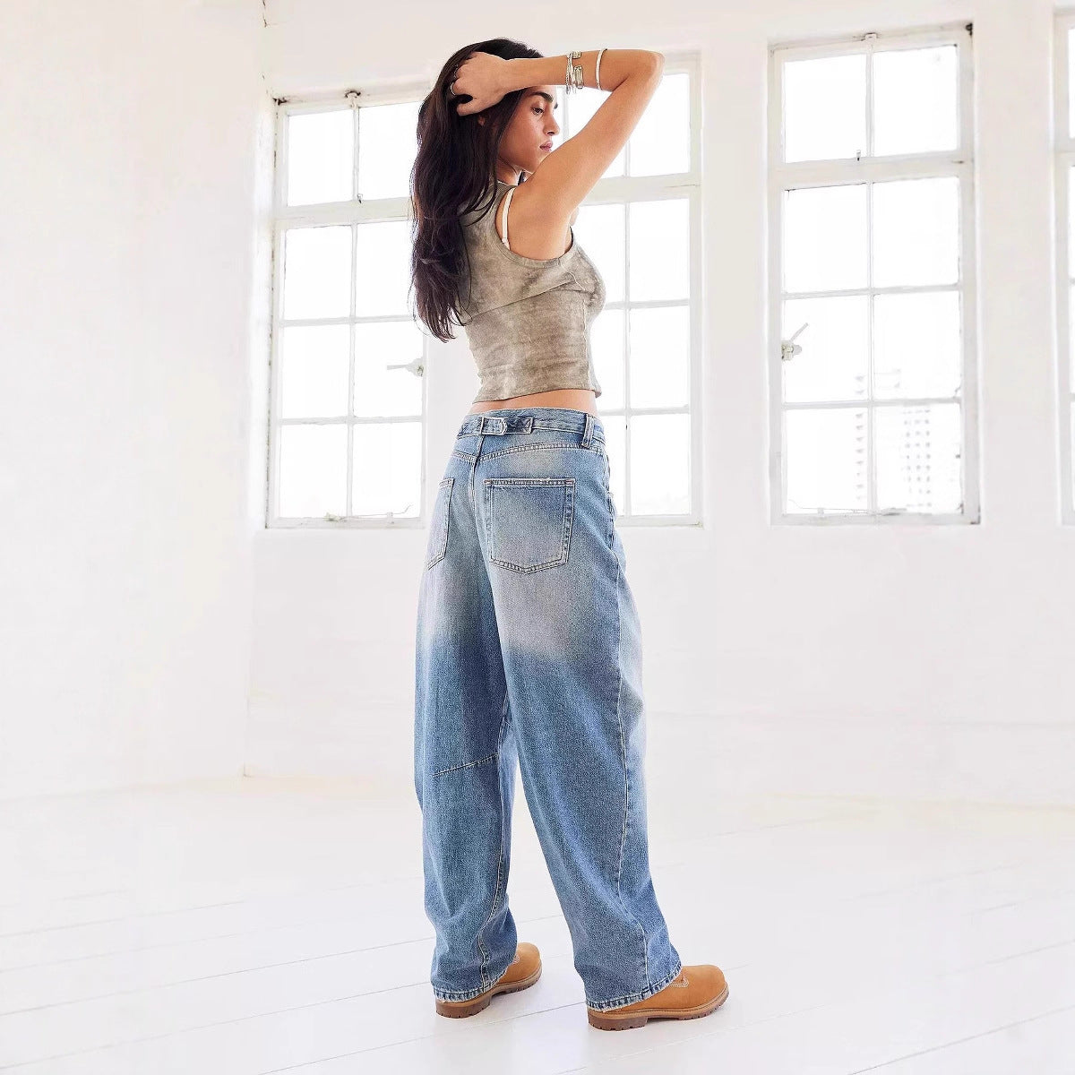 Damen Weite Vintage Denim-Jeans