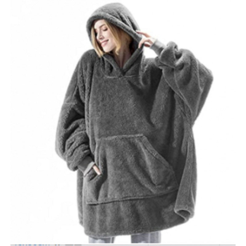 Damen oversize Fleece-Hoodie mit Kängurutasche und Kapuze R&B