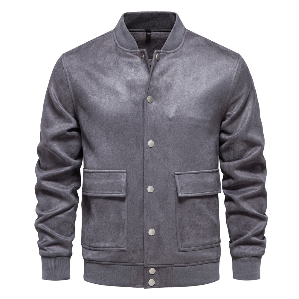 Herren leichter Kunstleder-Jacke mit praktischen Taschen R&B