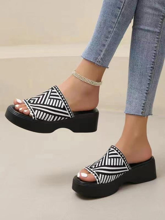 Damen Komfortable Wedge-Pantoletten mit breitem Riemendesign und anatomischem Fußbett R&B