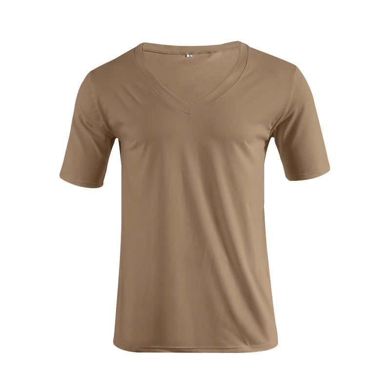 Herren nan V-Ausschnitt T‑Shirt aus feinem Jersey mit schmaler Silhouette und flachen Nähten R&B