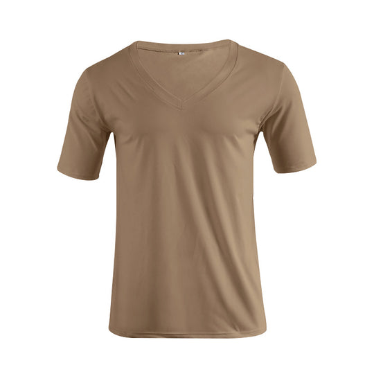 Herren nan V-Ausschnitt T‑Shirt aus feinem Jersey mit schmaler Silhouette und flachen Nähten R&B