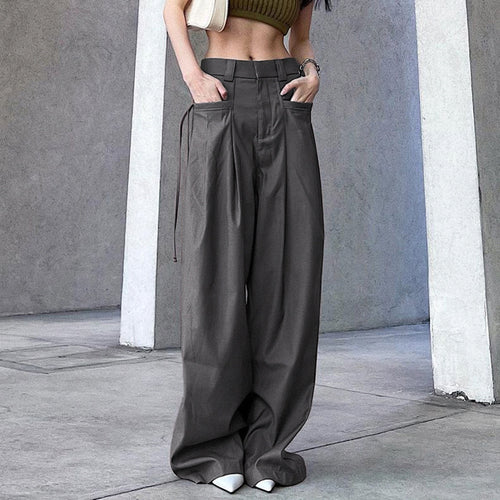 Damen weite Palazzo-Hose mit eleganten Falten und hohem Taillenbund R&B