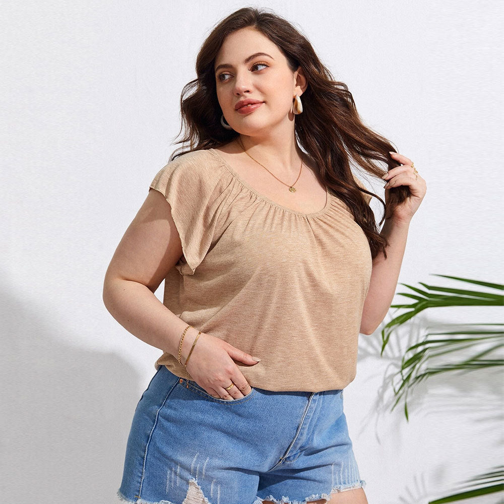 Damen lässiges Viskose-Oberteil mit lässigem Schnitt und elegantem V-Ausschnitt R&B