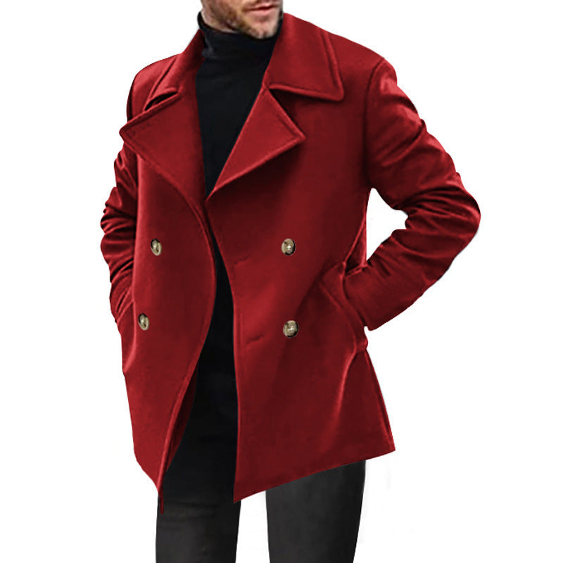 Herren klassischer Peacoat mit modischem Revers und eleganten Knopfdetails R&B