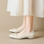 Damen Ballerinas mit hochwertigem geflochtenem Design und zartem Schleifendetail