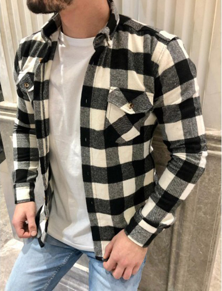 R&B | Hemd Karierter Flanell Relaxed Fit Langärmelig Mit Brusttaschen