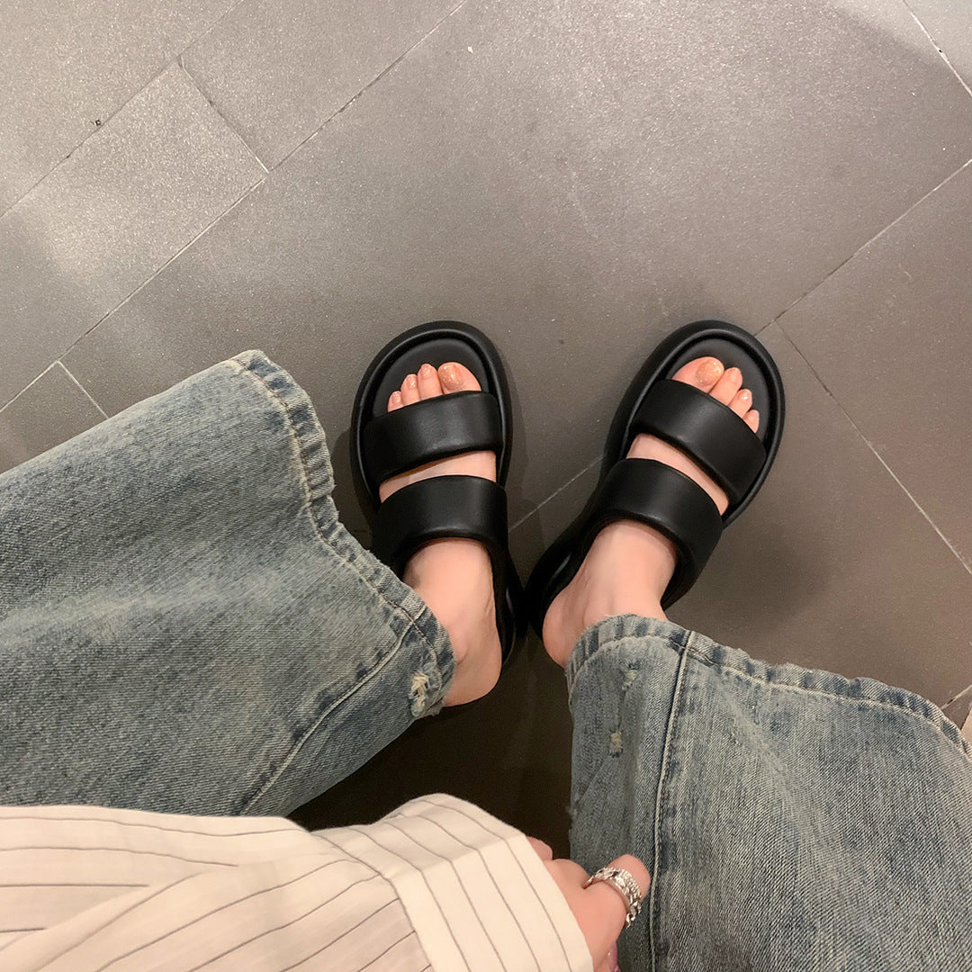 Damen Komfort-Sandalen mit leichtem Plateau und verstellbaren Riemen R&B