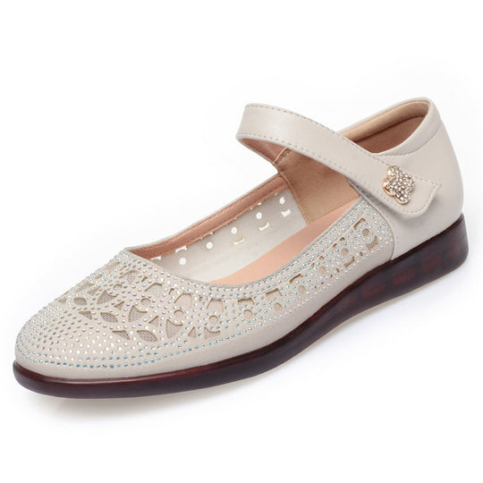 Damen Ballerinas mit dekorativem Riemchen und Strassverzierungen R&B
