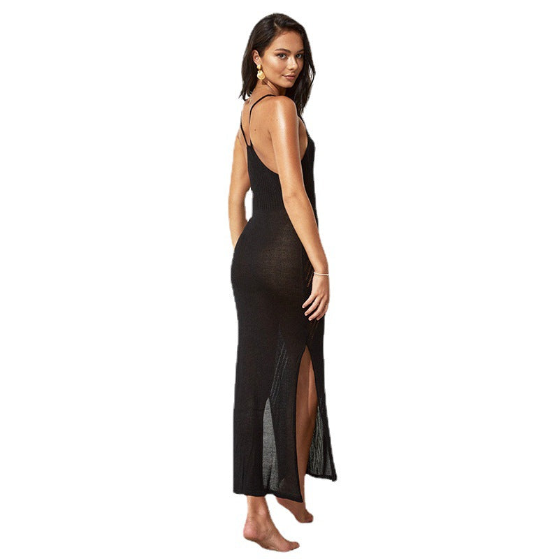 Damen elegantes Strickmaxikleid mit faszinierenden Cut-Out-Details R&B
