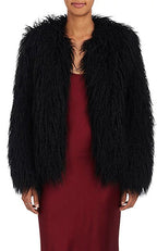 Damen Flauschige Kunstpelzjacke mit voluminösen Ärmeln
