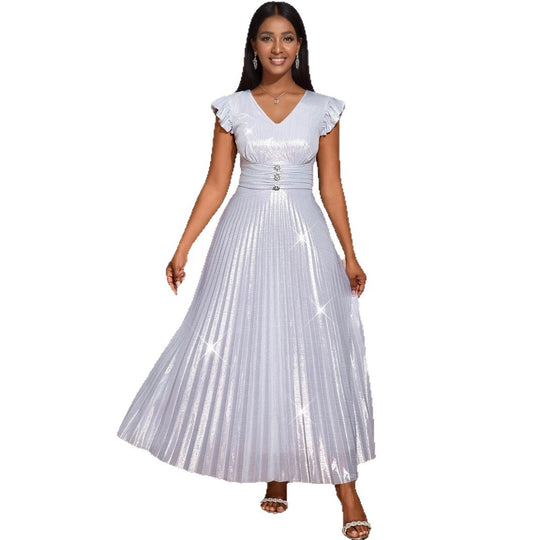 Damen Elegantes Plisseekleid mit funkelnden Details R&B