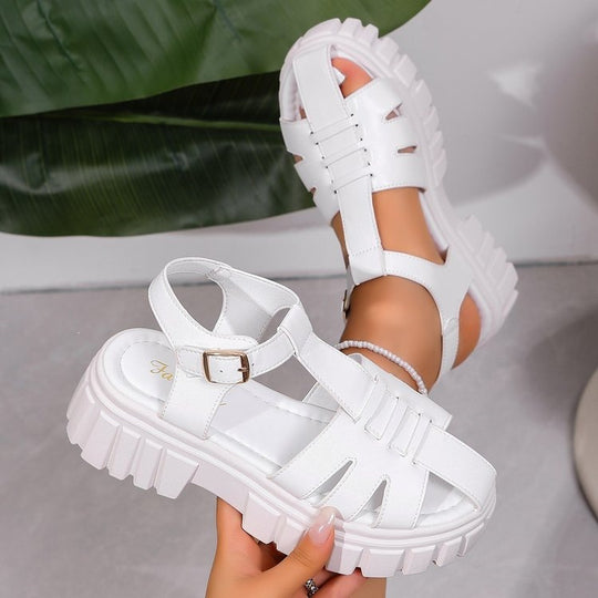 Damen Sportliche Plateau-Sandalen mit robustem Riemen-Design R&B