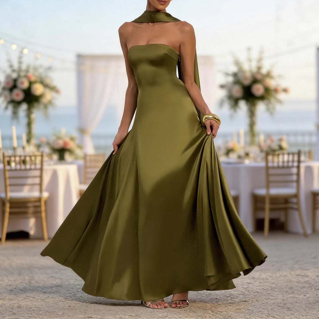 Damen Elegantes und schulterfreies Abendkleid mit fließendem Fall R&B