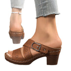 Damen Offene Blockabsatz-Sandalen mit verzierten Riemen und komfortabler Fußbettung R&B