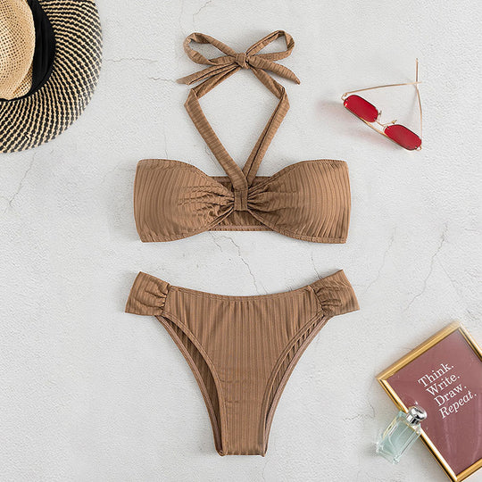 Damen Bandeau-Bikini mit modischem Drapé-Design R&B