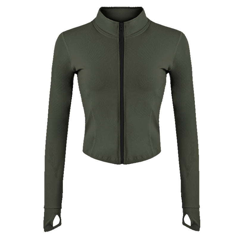 Damen Sportliche Zip-Jacke mit schmalem Schnitt und Daumenlöchern R&B