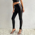 Damen Leggings mit trendigem Schnürdesign an der Seite
