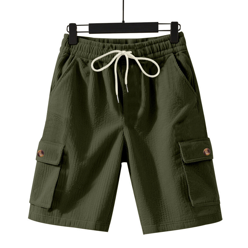 Herren nan Cord-Cargo-Shorts mit elastischem Tunnelzugbund, aufgesetzten Cargotaschen und weichem Baumwollmix R&B