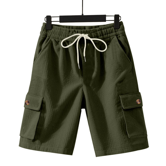 Herren nan Cord-Cargo-Shorts mit elastischem Tunnelzugbund, aufgesetzten Cargotaschen und weichem Baumwollmix R&B