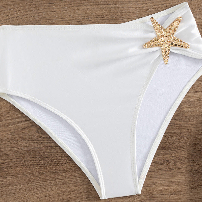 Damen Hochtaillierter Bikini mit eleganten Muschelverzierungen R&B