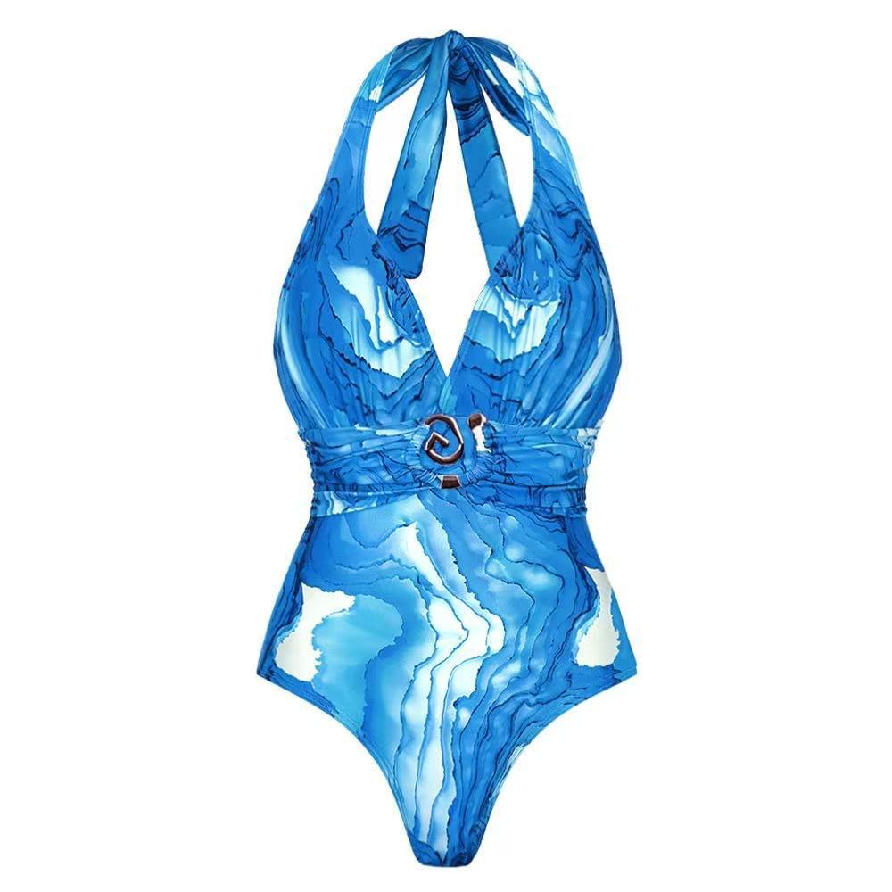 Damen Einteiler Badeanzug mit Wickelrock R&B