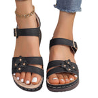 Damen Komfortable Sandalen mit verstellbarem Riemen und elegantem Blumendesign