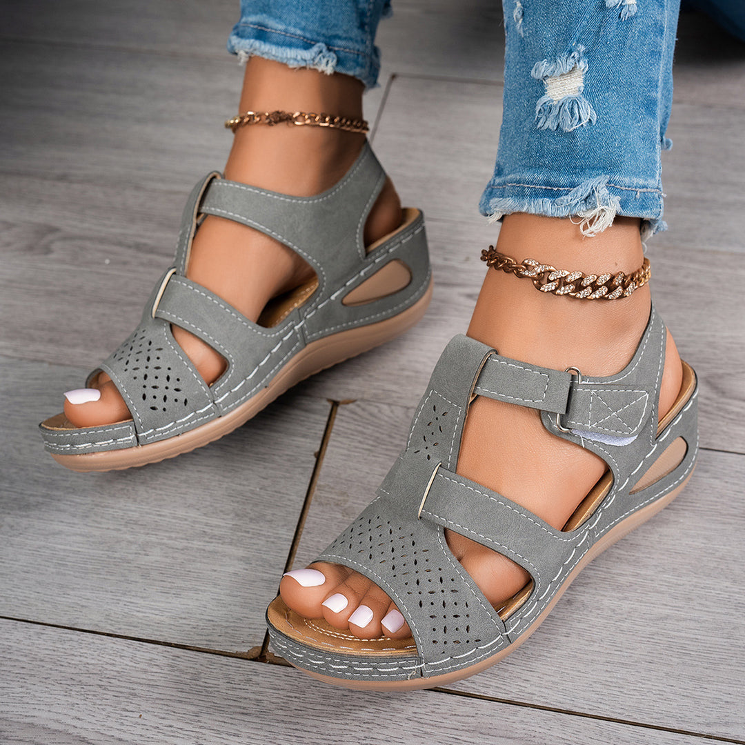 Damen Wedge-Sandalen mit anatomischem Fußbett und verstellbarem Riemendesign R&B