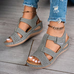 Damen Wedge-Sandalen mit anatomischem Fußbett und verstellbarem Riemendesign R&B
