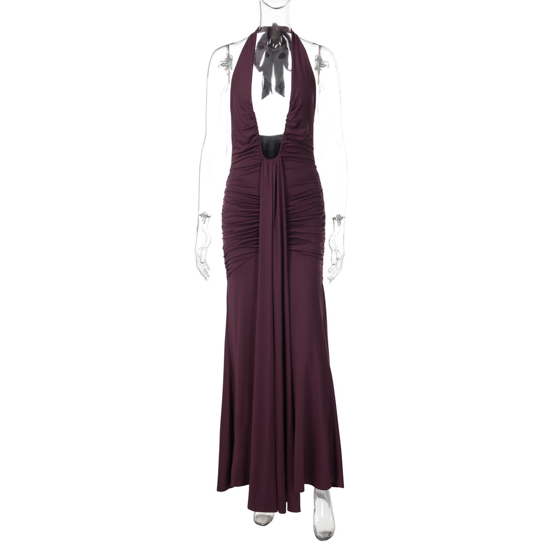 Damen Elegantes Maxikleid mit tiefem Ausschnitt und raffinierten Rüschendetails R&B