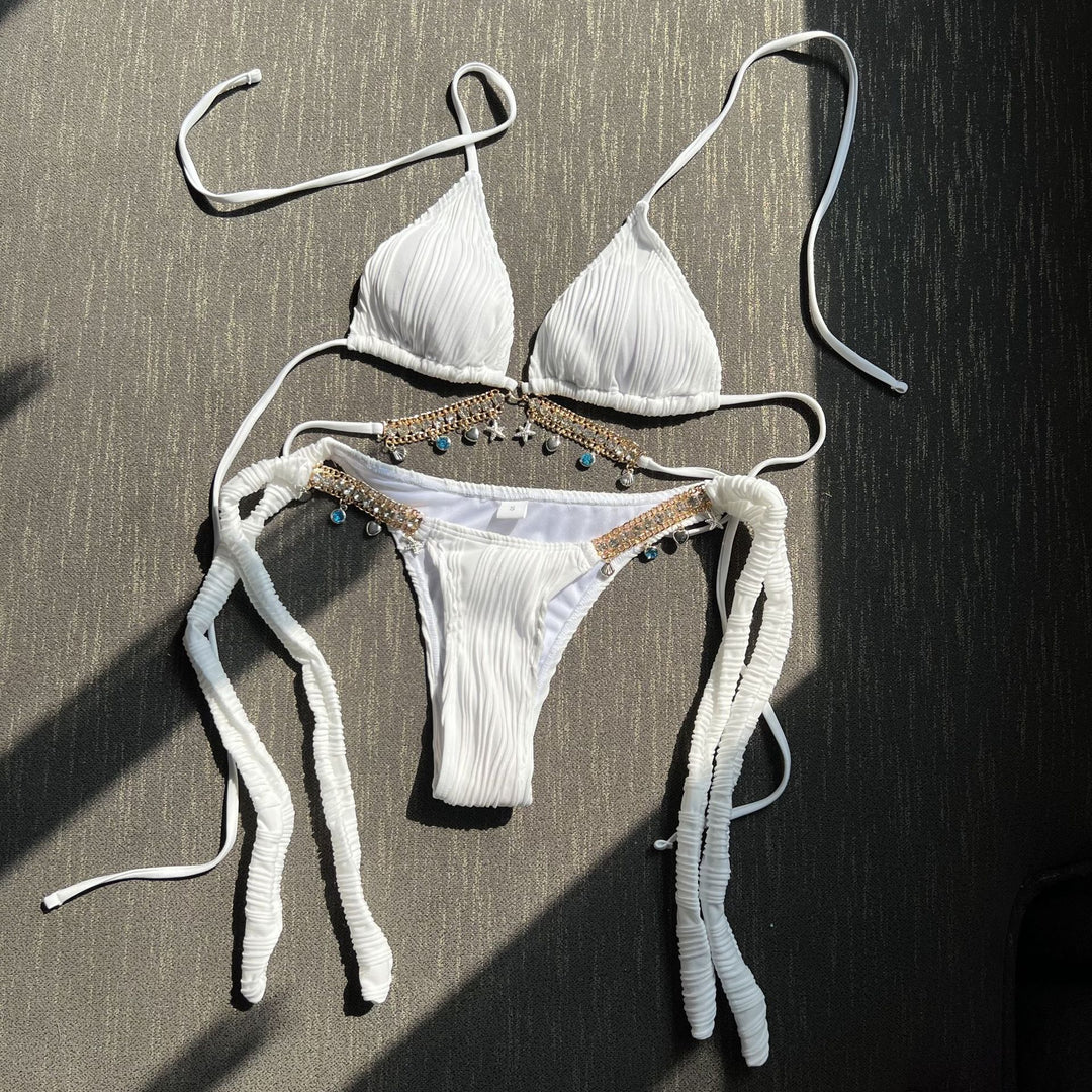 Damen Triangel-Bikini mit einzigartigen Verzierungen R&B