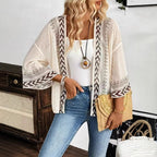 Damen Leichtes und luftiges Strickcardigan mit ethnischem Muster R&B