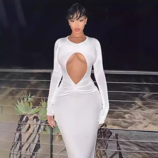 Damen Figurformendes Maxikleid mit kreativen Cut-Outs R&B