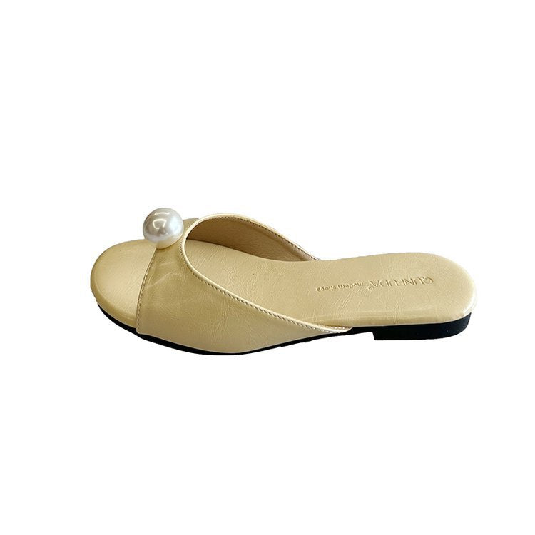 Damen elegante Mules mit Perlenakzent R&B