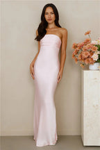 Damen Elegantes trägerloses Maxikleid mit schimmerndem Satin und figurbetontem Schnitt
