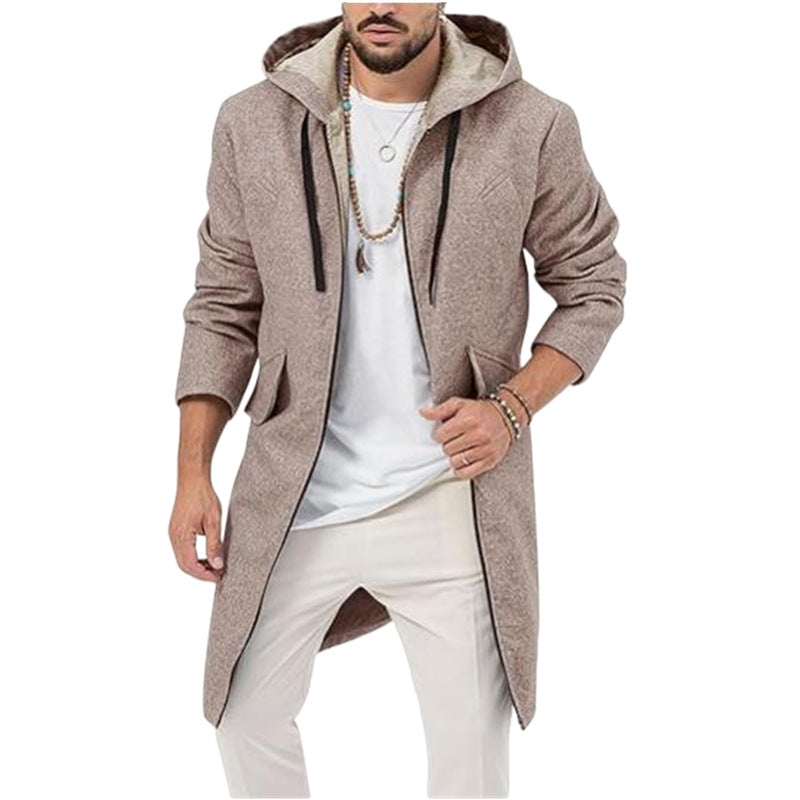 Herren modische Langjacke mit Kapuze R&B