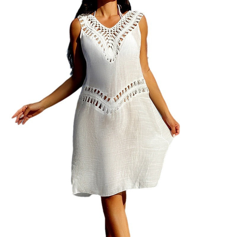 Damen trendiges Häkelkleid mit raffinierter Schnittführung und luftiger Silhouette R&B