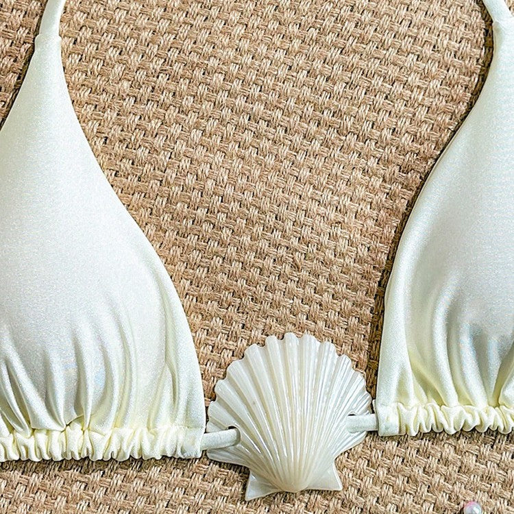 Damen Triangel-Bikini mit muschelförmigem Akzent