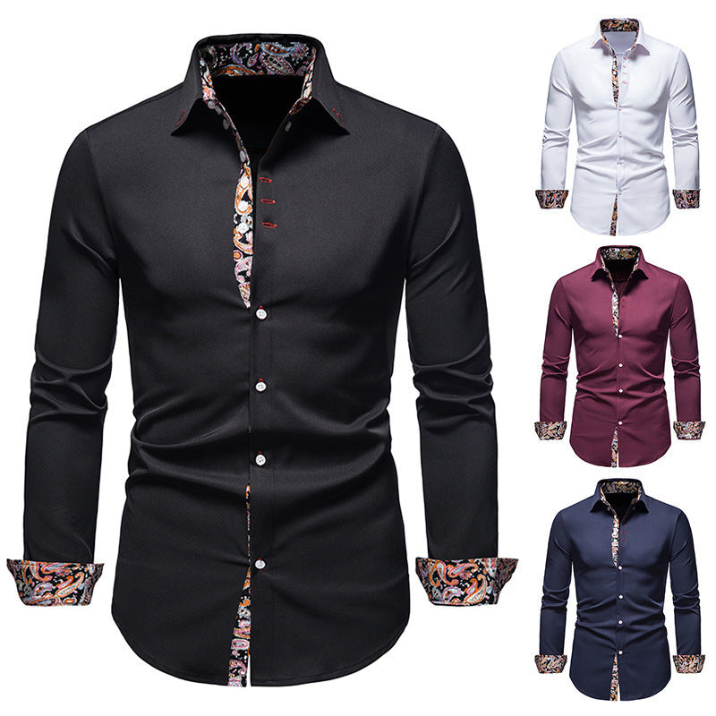 Herren Langarmhemd mit modernem Paisley-Muster und exklusiven Details R&B