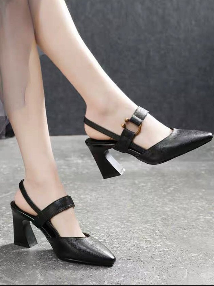 Damen Slingback Pumps mit elegantem Blockabsatz und modischem Riemendesign R&B