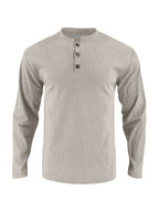 Herren Langarmshirt mit modischer Stehkragen und Knopfleiste R&B