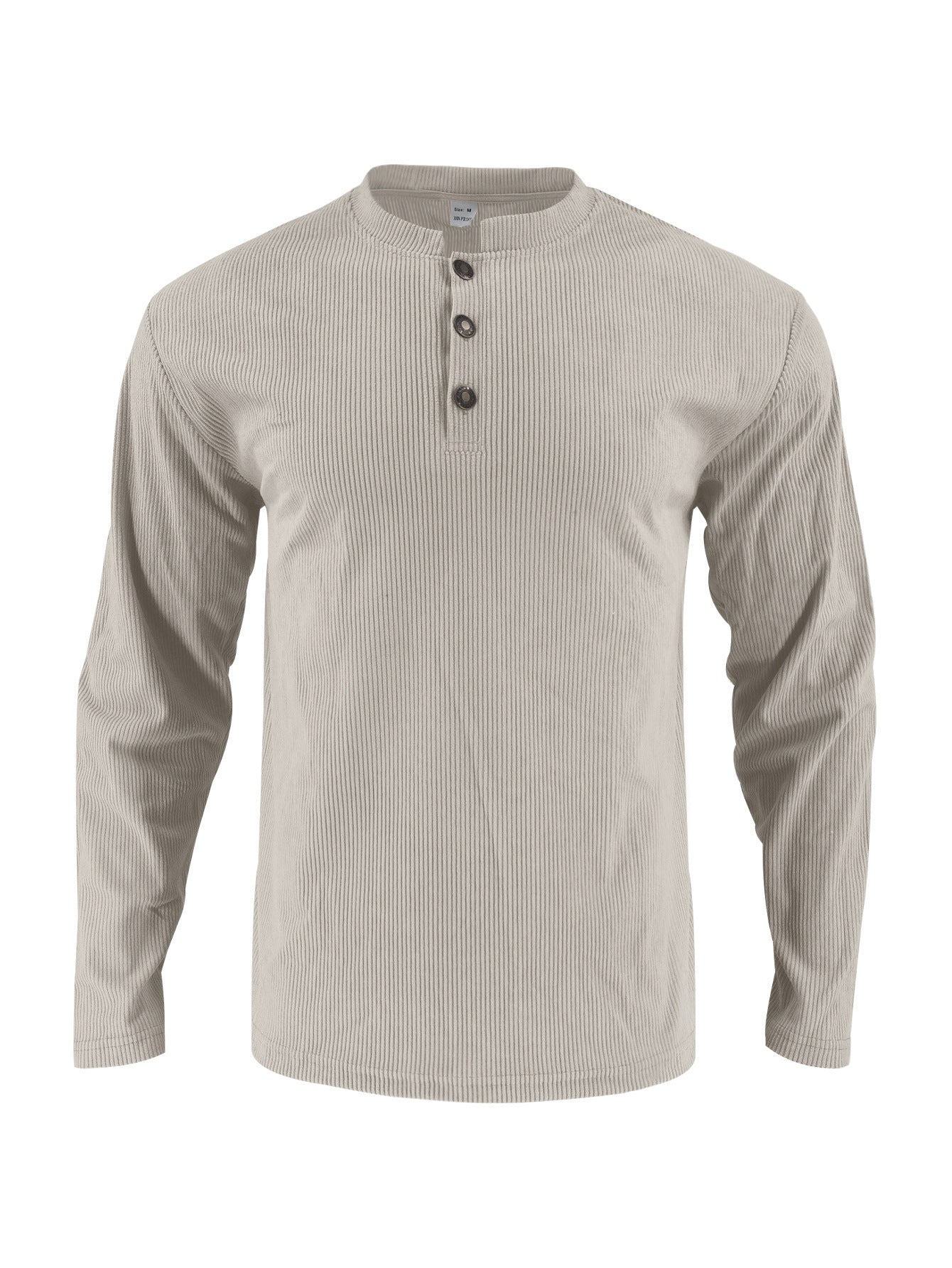 Herren Langarmshirt mit modischer Stehkragen und Knopfleiste R&B