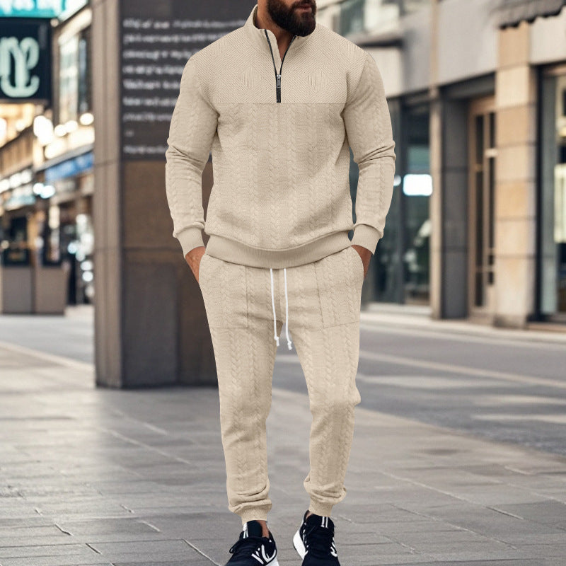 Herren Sportlicher Strickanzug mit Stehkragen und Reißverschluss R&B