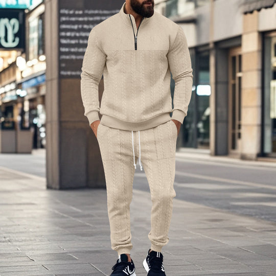 Herren Sportlicher Strickanzug mit Stehkragen und Reißverschluss R&B