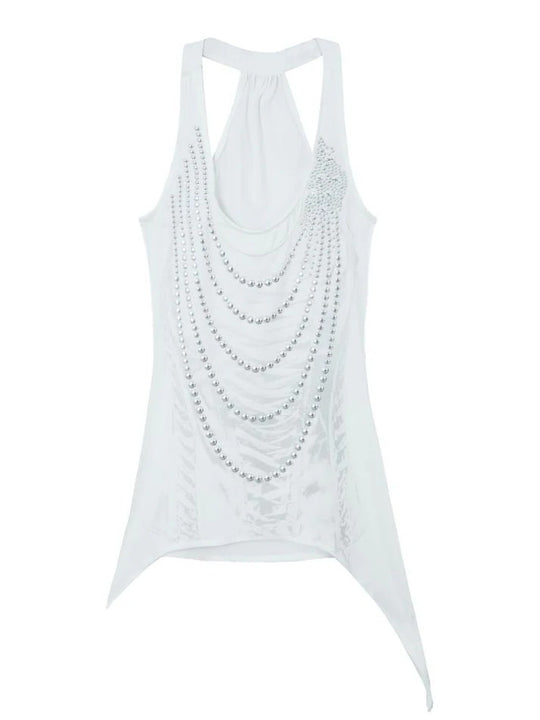Damen Glitzerndes Tanktop mit asymmetrischem Schnitt R&B